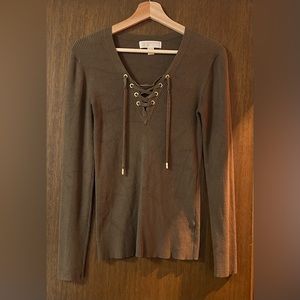 Michael Kors Khaki Bliss: Comfy Criss Cross Sweater